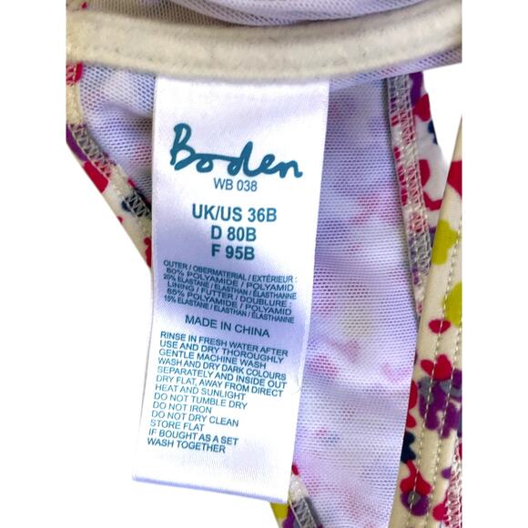 Boden Floral Ruffle Bikini Set | Sz 36B top, 8 bottoms | Blue, Purple, Yellow - Picture 10 of 12